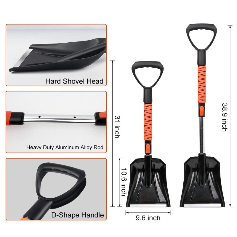 Tirol 42'' Ice Scraper and Extendable Snow Brush Emergency Snow Shovel Snow Broom with Foam Grip 180Â° Pivoting Brush Head Snow Scraper for Cars, Trucks, SUVs, Vehicle - Image 4