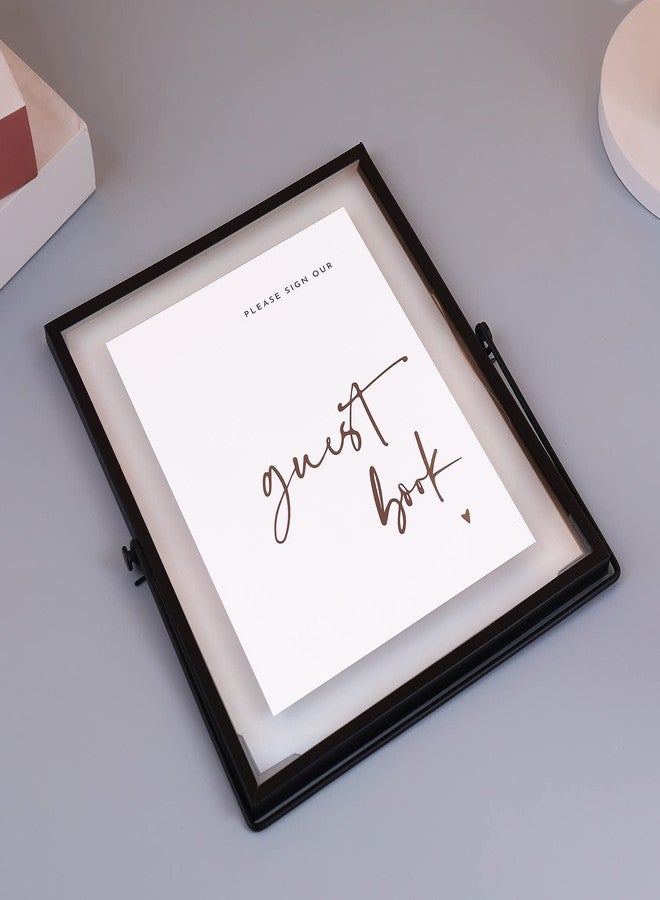 Calculs 'Please Sign' Clear Glass Black Sign Holder, 8x10in Gold Glass Picture Frames Menu Holder for Wedding Party Table Sign - Image 3