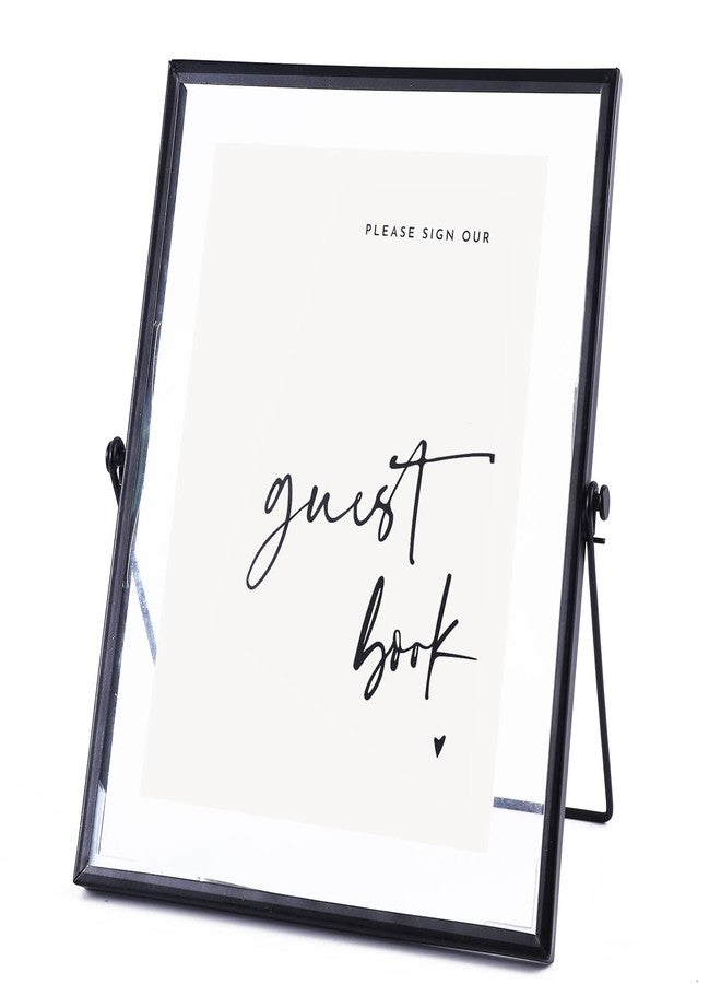 Calculs 'Please Sign' Clear Glass Black Sign Holder, 8x10in Gold Glass Picture Frames Menu Holder for Wedding Party Table Sign - Image 1