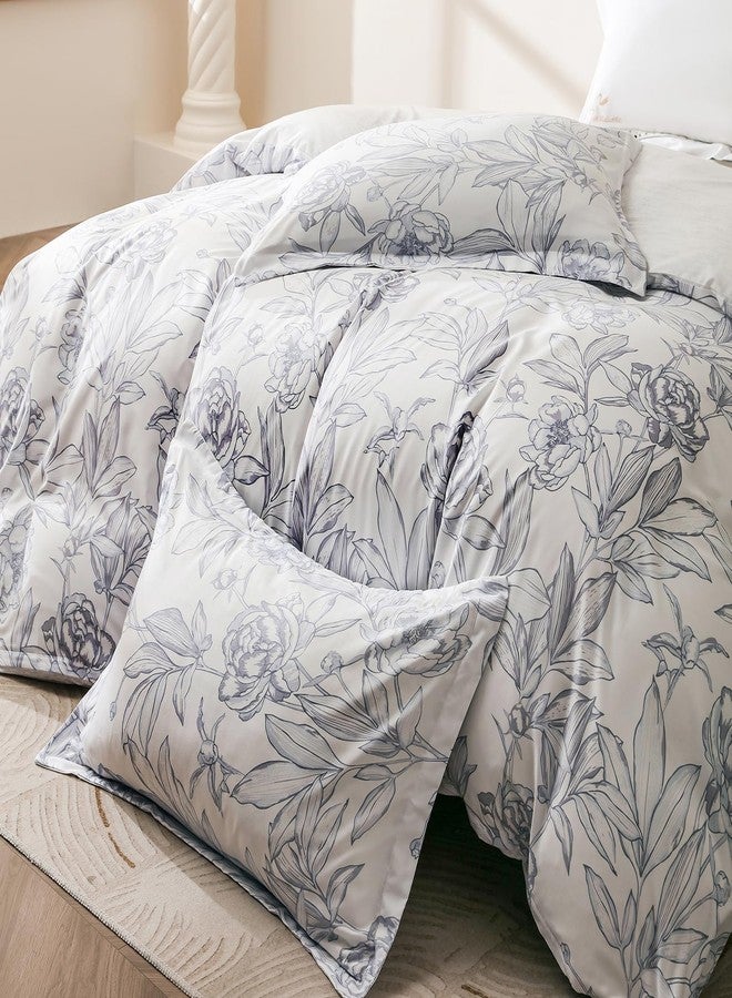 OAITE Duvet Cover Queen Size,Reversible Shallow Bottom Printing White Duvet Cover Set with Zipper Closure, 3 Pieces Modern Patterns Soft Microfiber Bedding Set with 4 Ties(90’’*90’’,2 Pillow Cases) - Image 4