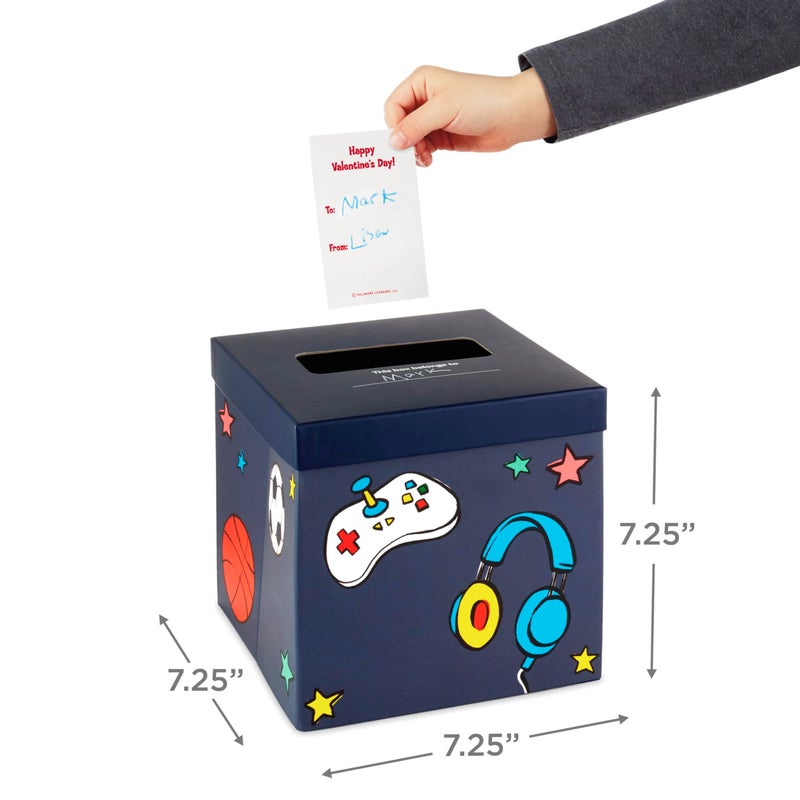Hallmark Boys Valentines Day Cards and Mailbox for Kids School Classroom Exchange, Games and Sports (1 Box, 32 Valentine Cards, 35 Stickers, 1 Teacher Card) - Image 3