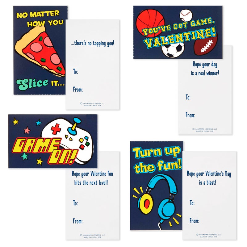 Hallmark Boys Valentines Day Cards and Mailbox for Kids School Classroom Exchange, Games and Sports (1 Box, 32 Valentine Cards, 35 Stickers, 1 Teacher Card) - Image 5