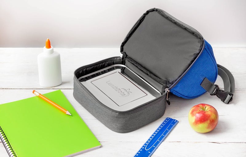 LunchBots حقيبة غداء معزولة من LunchBots Duplex - تصميم قسمين يناسب Uno و Duo و Trio و Quad و Rounds و Bento Cinco بشكل مثالي - حقيبة غداء حرارية واسعة - ملكي - Image 4