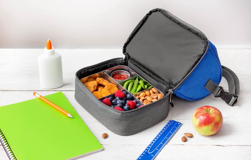 LunchBots حقيبة غداء معزولة من LunchBots Duplex - تصميم قسمين يناسب Uno و Duo و Trio و Quad و Rounds و Bento Cinco بشكل مثالي - حقيبة غداء حرارية واسعة - ملكي - Image 5