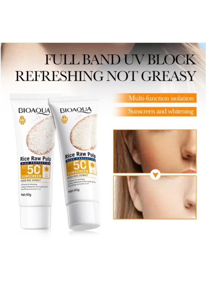 BIOAOUA 🌾✨【BIOAOUA Rice Sunscreen】SPF50+ PA+++ UV Protection | Natural & Non-Greasy Face Sunblock | Hydrating & Hijab-Friendly for Sensitive Skin - Image 4