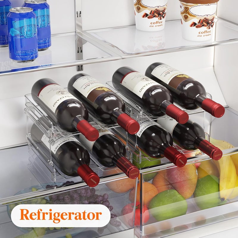 Lifewit Plastic Stackable Wine Rack for refrigerator, Cabinet, Countertop,Wine Bottle Holder, Water Bottle Organizer for Fridge, Pantry, Hold 12 Bottles - Image 5