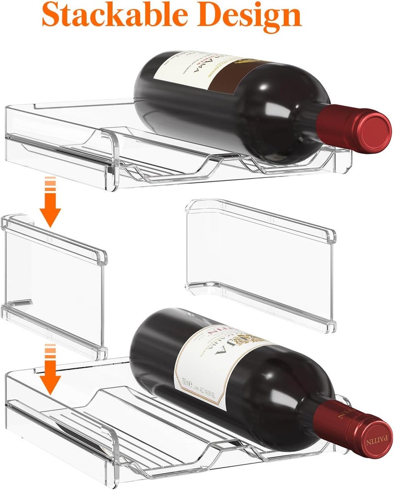 Lifewit Plastic Stackable Wine Rack for refrigerator, Cabinet, Countertop,Wine Bottle Holder, Water Bottle Organizer for Fridge, Pantry, Hold 12 Bottles - Image 2