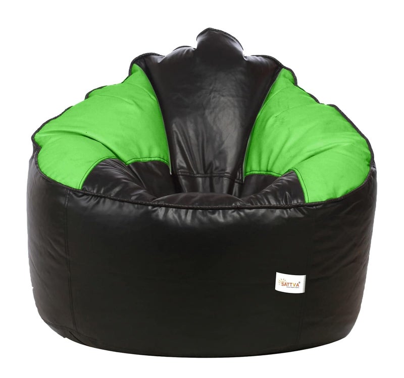 SATTVA Classy.Elegant.Stylish Sattva Mudha Sofa Bean Bag XXXL Cover Only Without Beans Dual Colour Black Neon Green  - Image 1