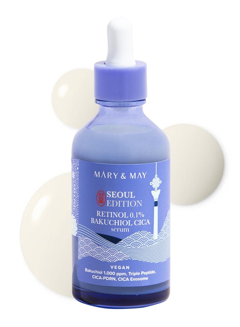 MARY & MAY Mary&May SEOUL EDITION Retinol 0.1% Bakuchiol Cica Serum 2.7oz.(80ml).  Korean Face Serum for Pore Elasticity & Wrinkle Improvement, Cica and Peptides, Fragrance-Free, Vegan, and Cruelty-Free. - Image 1