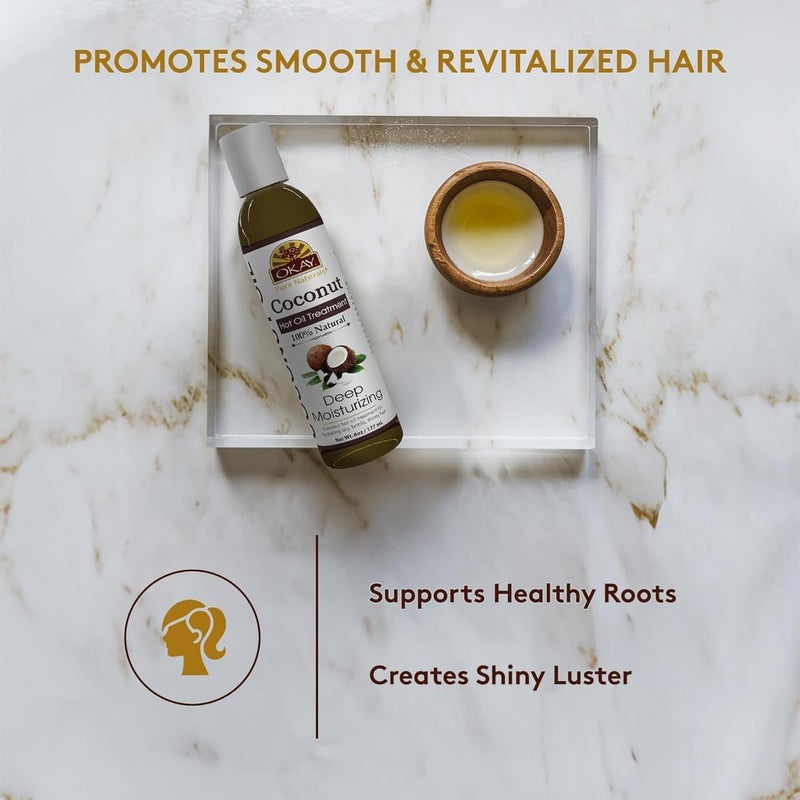 Okay | Coconut Hot Oil Treatment | For All Hair Types & Textures | Deeply Penetrating | 100% Natural | Free Of Paraben, Silicone | 6 Oz Transparent body - Image 3
