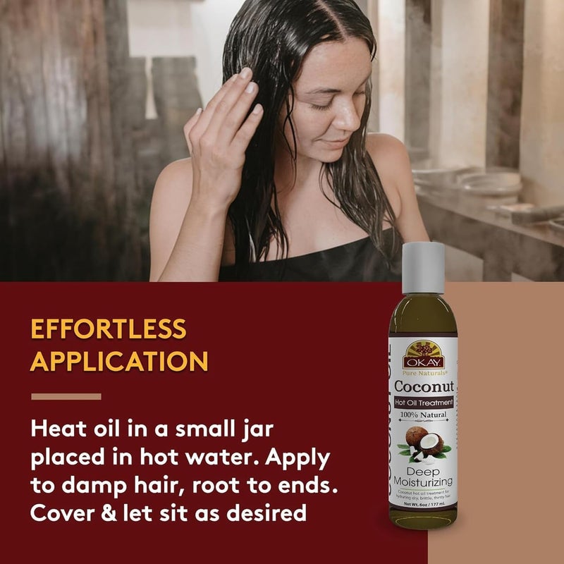 Okay | Coconut Hot Oil Treatment | For All Hair Types & Textures | Deeply Penetrating | 100% Natural | Free Of Paraben, Silicone | 6 Oz Transparent body - Image 2