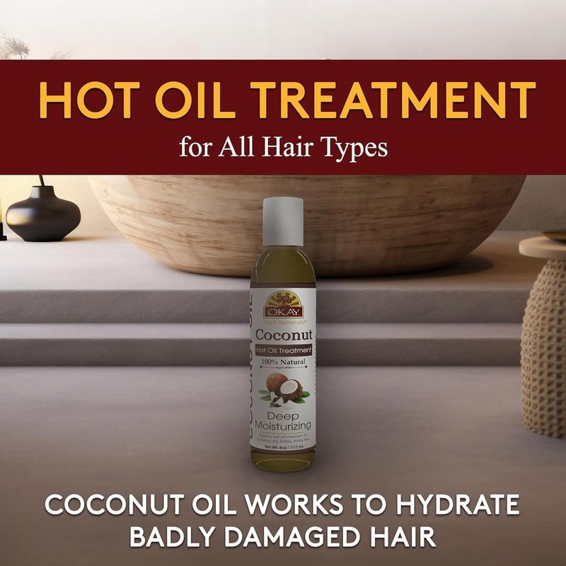 Okay | Coconut Hot Oil Treatment | For All Hair Types & Textures | Deeply Penetrating | 100% Natural | Free Of Paraben, Silicone | 6 Oz Transparent body - Image 5