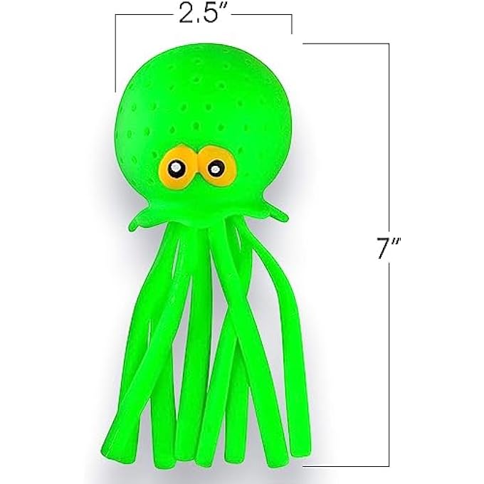 SWIUKPHE Cute Octopus Water Balls, 7" Rubber Jellyfish, Neon Colors, Squeeze & Splash, Sensory Stress Relief, Bath/Pool Toy, 3 Pack - Image 5