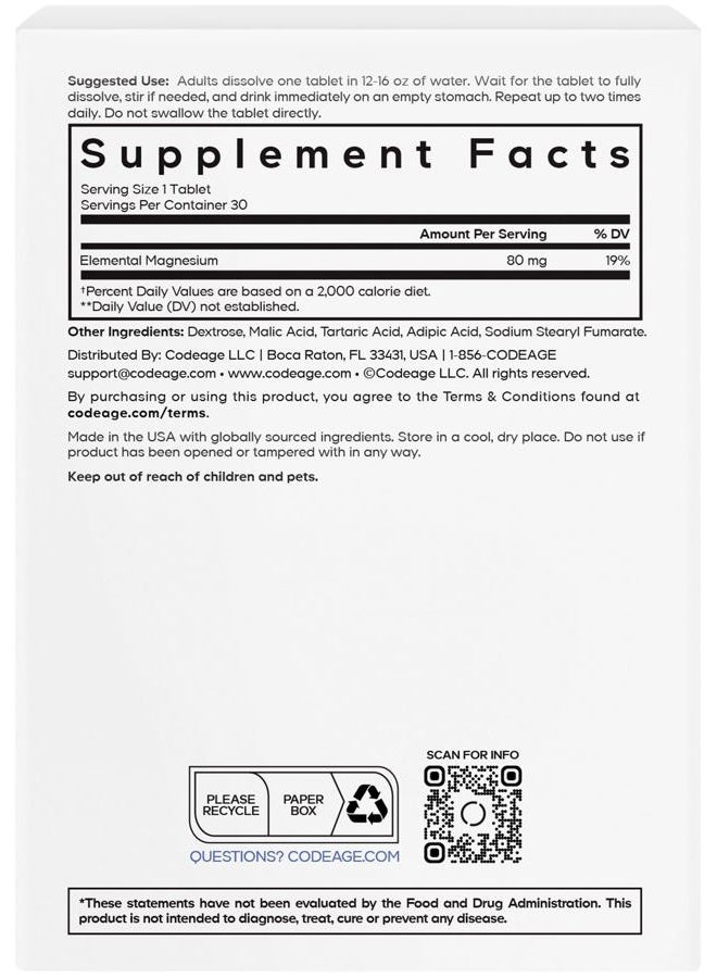 Codeage Molecular Hydrogen Supplement - Fast-Dissolving 12 PPM Hydrogen Water Tablets with Elemental Magnesium - Hydration Tablet Body Function - Unflavored, Vegan, Non-GMO, Gluten-Free - 30 Tablets - Image 2