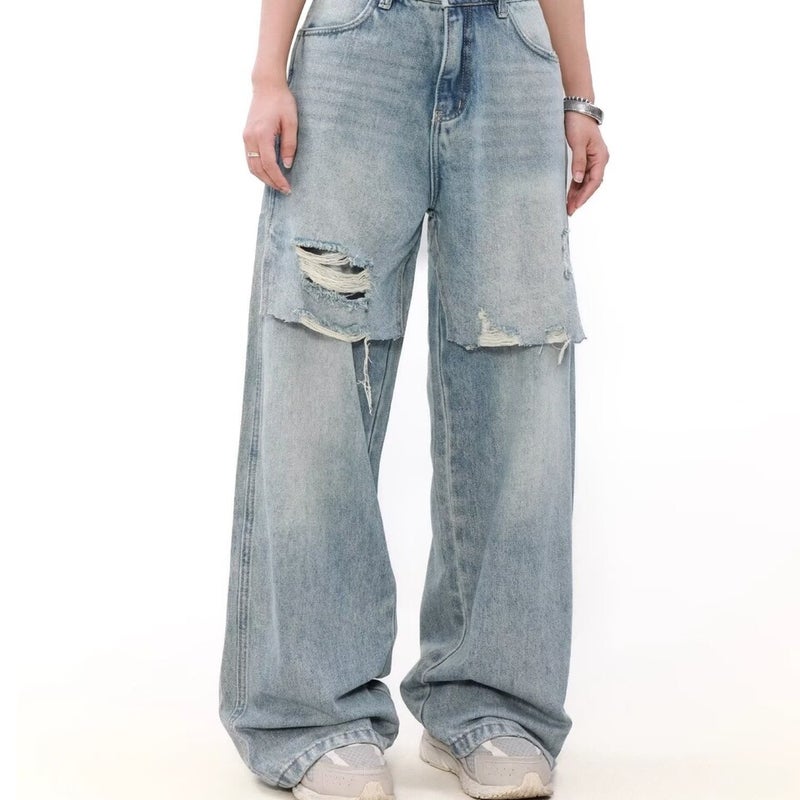Unisex Classic Denim Jeans Loose Fit Daily Outdoor Wear - Image 3