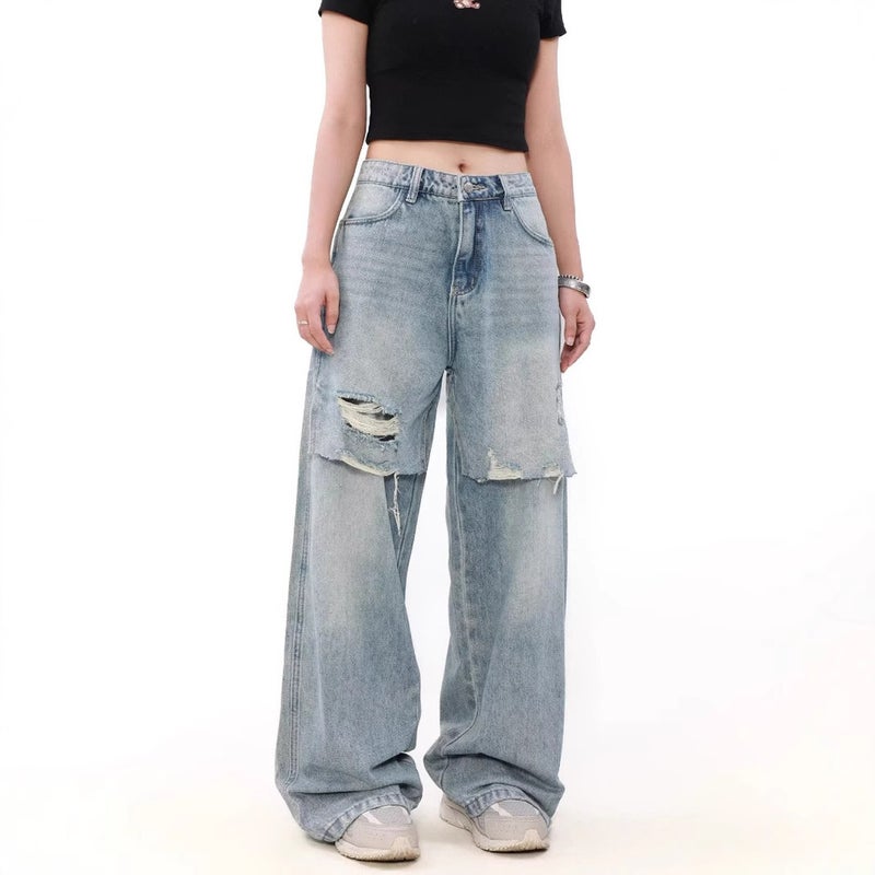Unisex Classic Denim Jeans Loose Fit Daily Outdoor Wear - Image 2
