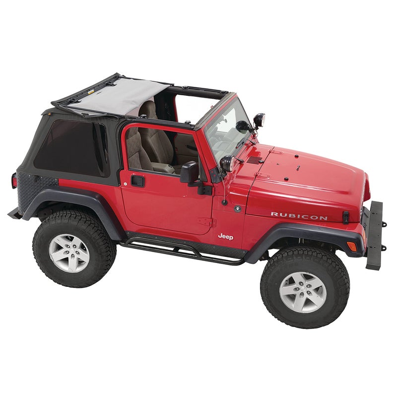 Bestop Pavement Ends by Bestop 5684015 Black Denim Frameless Sprint Top for 19972006 Jeep Wrangler