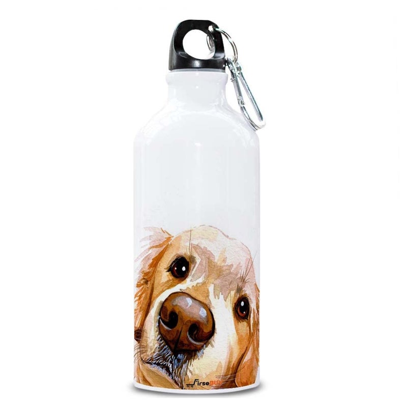FirseBUY Cute Dog Printed Aluminum BPAFree and EcoFriendly Water Bottle White 600 ml Pack of 1 - Image 1
