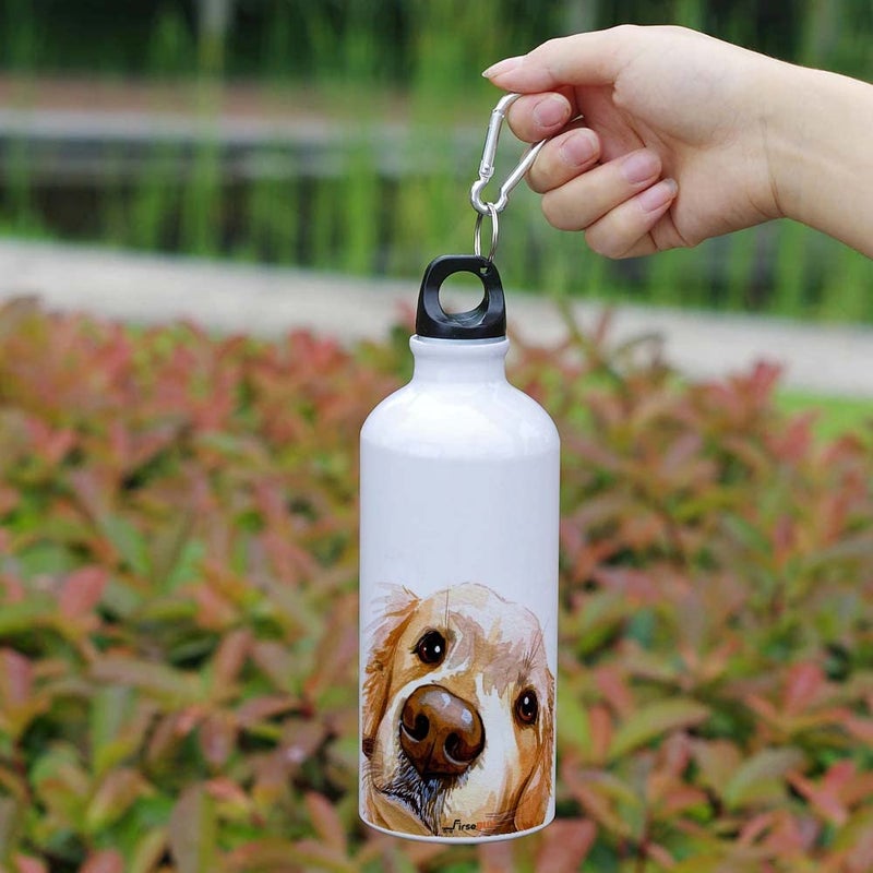 FirseBUY Cute Dog Printed Aluminum BPAFree and EcoFriendly Water Bottle White 600 ml Pack of 1 - Image 2