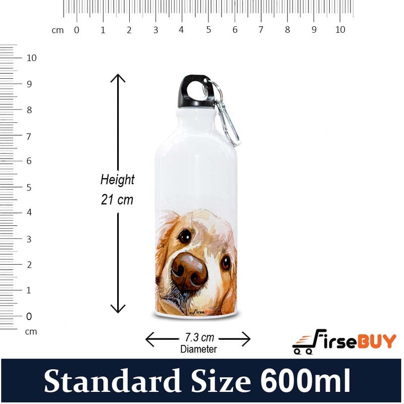 FirseBUY Cute Dog Printed Aluminum BPAFree and EcoFriendly Water Bottle White 600 ml Pack of 1 - Image 4