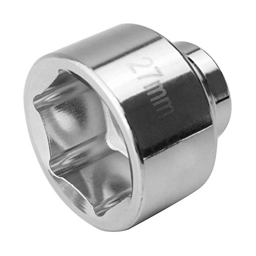 Ibetter 27mm 6Point Socket Low Profile Oil Filter Wrenc 38 Drive Heavy Duty Oil Filter Cap Removal Tool For MercedesBenz AClassFordRenaultNissanDodgeHyundaiKiaMiniFiat Silver - Image 1