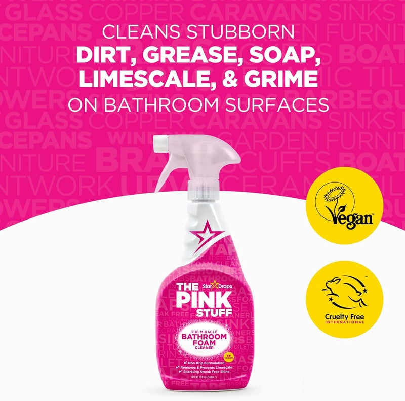 Stardrops - The Pink Stuff - The Miracle Bathroom Foam Cleaner 750ml 2-Pack Bundle Indoor outdoor all-purpose fit - Image 2