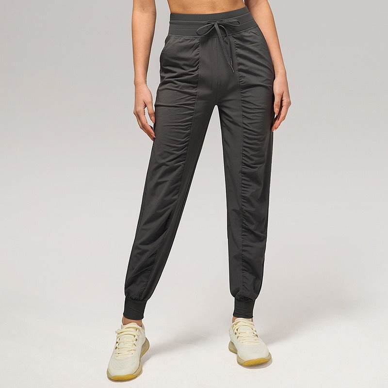 Women's Summer Quick-Dry Running Straight Yoga Pants with Elastic Drawstring