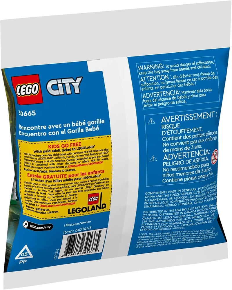 LEGO City Baby Gorilla Encounter Building Toy Polybag, 30665, 34 Pieces, STEM Toy for Kids Ages 5+ - Image 3
