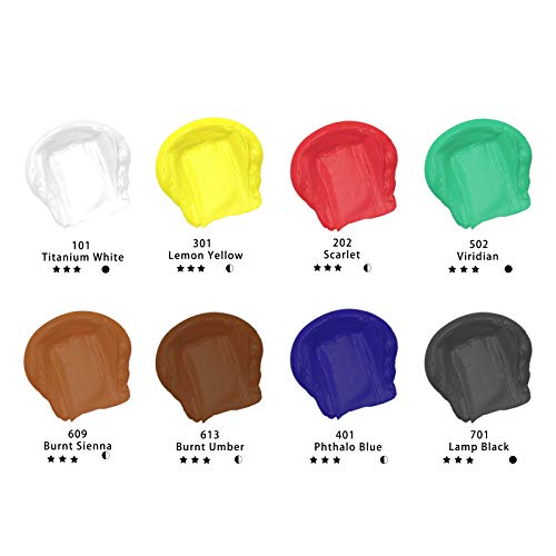 Artecho Professional Acrylic Paint Set, 8 Primary Colors (120ml / 4.05oz) Tubes, Art Craft Paints for Canvas, Rock, Stone, Wood, Fabric, Art Supplies - Image 2