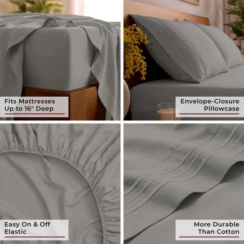 Mellanni Queen Sheets Set - 4 PC Iconic Collection Bedding - Hotel Luxury, Extra Soft, Cooling Bed Sheets - Wrinkle, Fade, Stain Resistant (Queen, Taupe) - Image 5