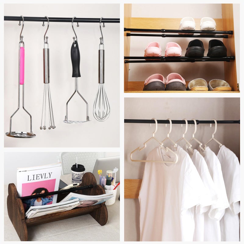 Goowin Tension Rod 16 to 28 Inch, Goowin Small Tension Rod, 5/8" Diameter No Drilling Expandable Short Tension Rods Spring Rods, Tension Rods for Closet, Cupboard, Hanging Clothes, 2 Pack, Black - Image 2