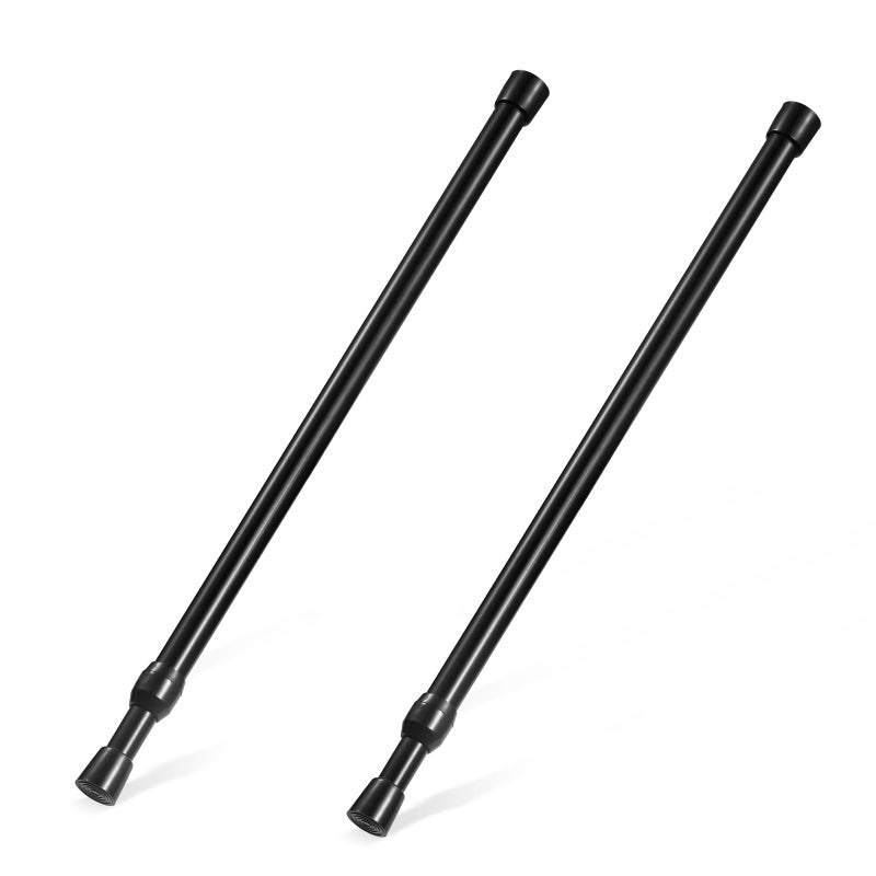 Goowin Tension Rod 16 to 28 Inch, Goowin Small Tension Rod, 5/8" Diameter No Drilling Expandable Short Tension Rods Spring Rods, Tension Rods for Closet, Cupboard, Hanging Clothes, 2 Pack, Black - Image 1