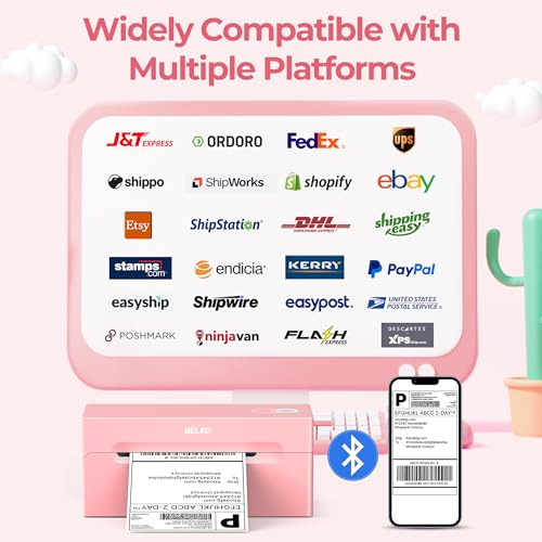 Nelko Bluetooth Thermal Shipping Label Printer, Wireless 4x6 Shipping Label Printer for Small Business, Support Android, iPhone and Windows, Widely Used for Amazon, Ebay, Shopify, USPS(Pink) - Image 2