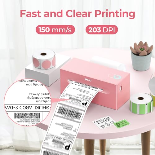 Nelko Bluetooth Thermal Shipping Label Printer, Wireless 4x6 Shipping Label Printer for Small Business, Support Android, iPhone and Windows, Widely Used for Amazon, Ebay, Shopify, USPS(Pink) - Image 3