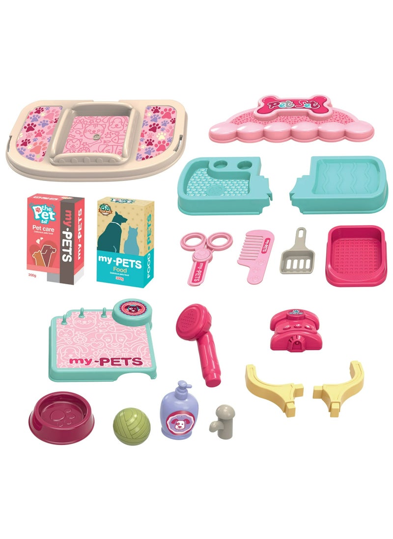 SNW - Pet Pals 2-in-1 Pet Care Play Set, 20 Pieces - Image 1