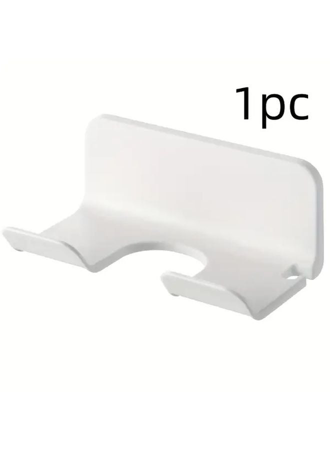 حامل مجفف الشعر الأبيض ذاتي اللصق بدون حفر، حامل مثبت على الحمام منظم الحمام - Image 1