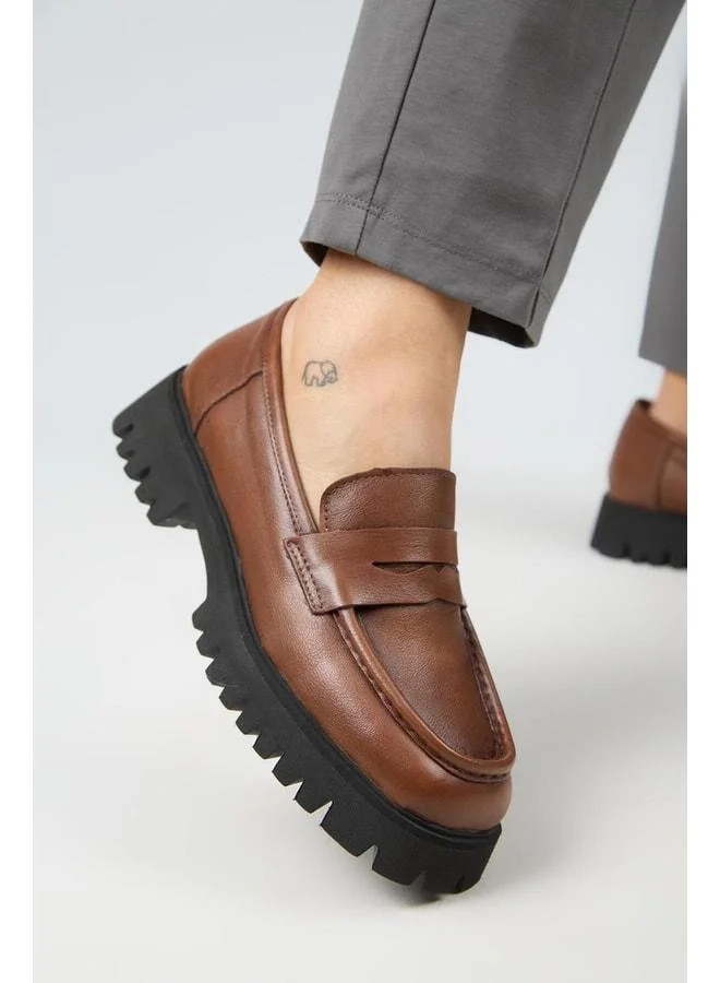 Cepmen Women's Leather Square-Toe Genuine Leather Loafer Shoes.