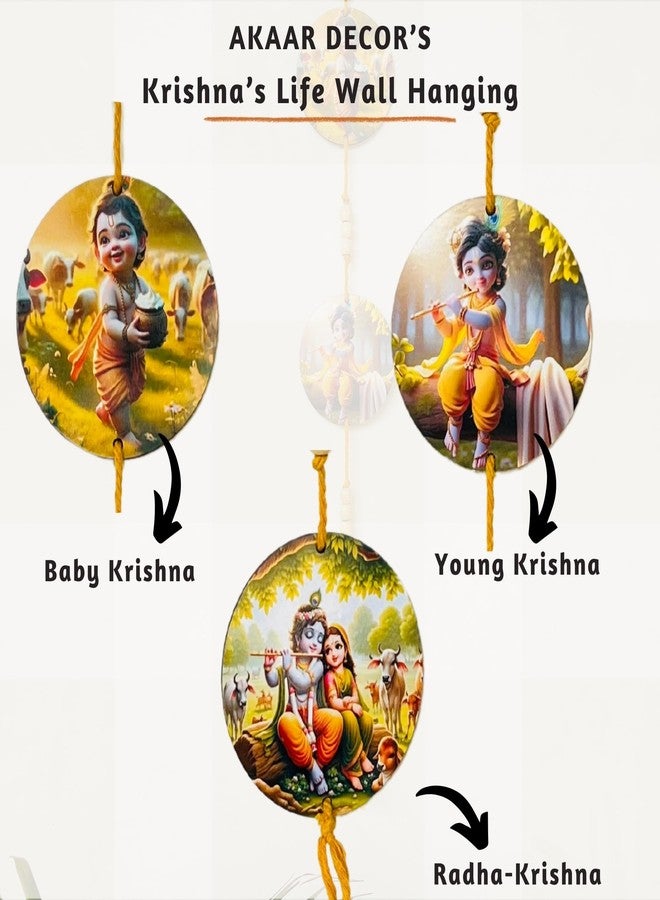 Akaar Decor's Diverse Wall Hangings | Decorative Wall Art MDF Wooden Wall Hanger for Living Room | Bedroom | Office | Gift | Wall Hanging For Home Decoration (Yellow_Krishna) - Image 3