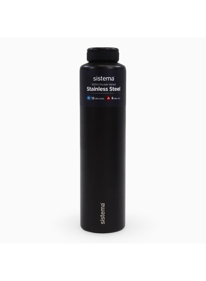 Sistema Insulated Bottle – Stainlees Steel Black 600ml