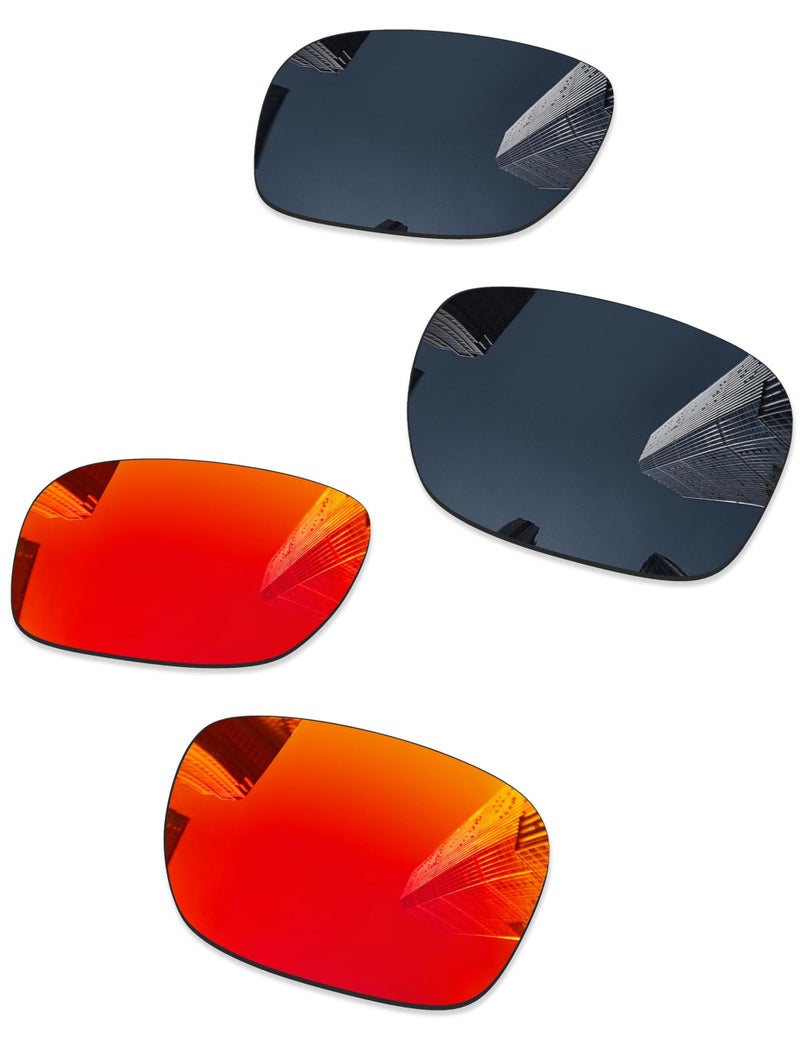 Combine8 2 Pairs Ploarized Replacement Lenses for Oakley Holbrook XL OO9417 Sunglasses - Black + Fire Red - Image 1