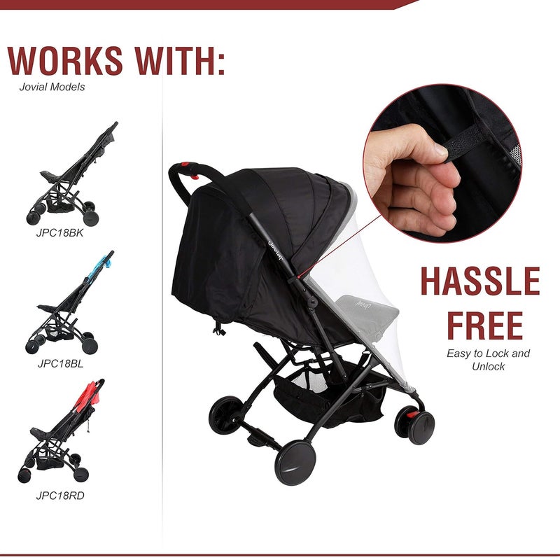 Jovial Breathable Stroller Mosquito Protective Net  for Jovial JPC18BK JPC18BL and JPC18RD Portable Baby Strollers  Jovial PRTJPCMN - Image 5