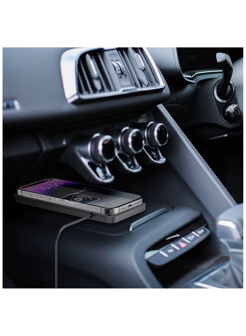 بلو فاير شاحن لاسلكي سريع متعدد القدرات 15W/10W/7.5W/5W متوافق مع iPhone و Samsung Galaxy و AirPods وجميع الأجهزة الداعمة للشحن اللاسلكي Qi – تصميم نحيف محمول مثالي للاستخدام في المنزل أو المكتب أو السيارة – تقنية شحن آمنة وذكية - Image 5