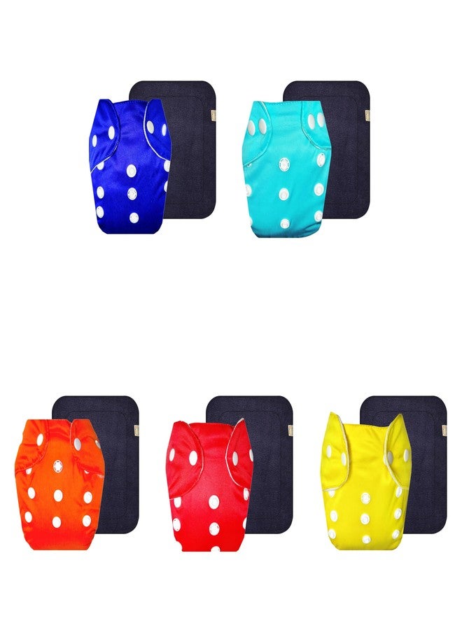 حفاضات قماشية دمبلدو لايت مع حشوة سوداء (عبوة من 5) | مضادة للحساسية | مانعة للتسرب | أزرار كبس قابلة للتعديل | مناسبة للارتداء طوال اليوم | من 3 أشهر إلى سنتين | للجنسين - Image 1