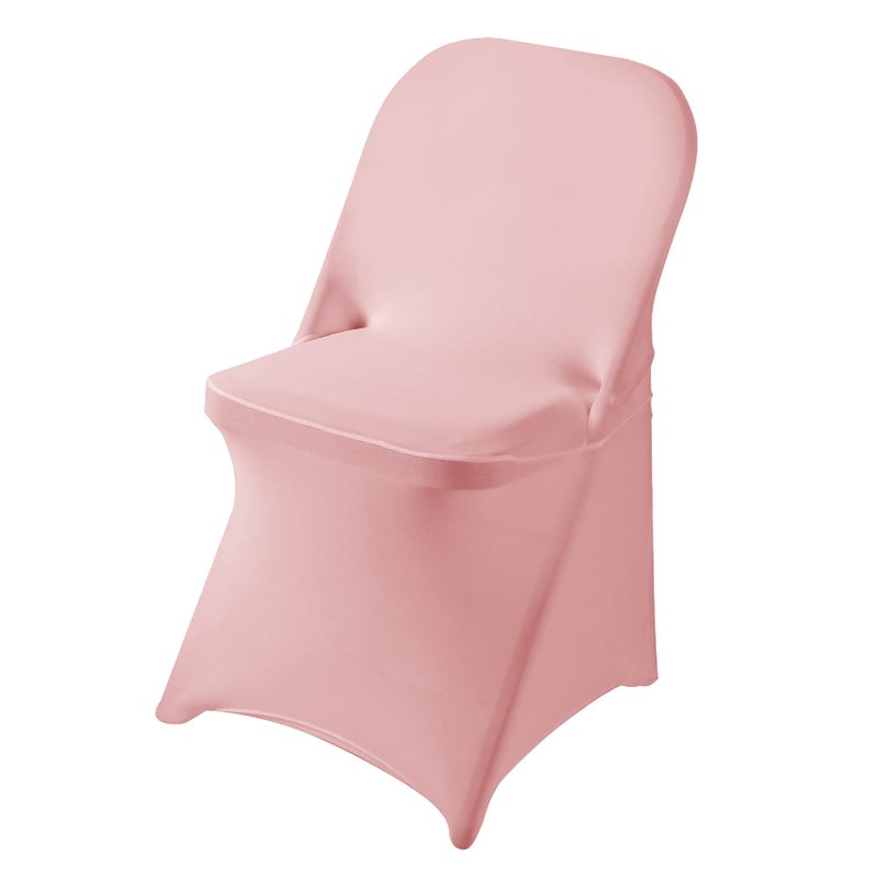 Ascoza Ascoza 6 Pack Dusty Pink Spandex Folding Chair Covers in Stretch Washable Fabric for Wedding  Party Holidays Celebration and Other Special Events - Image 1