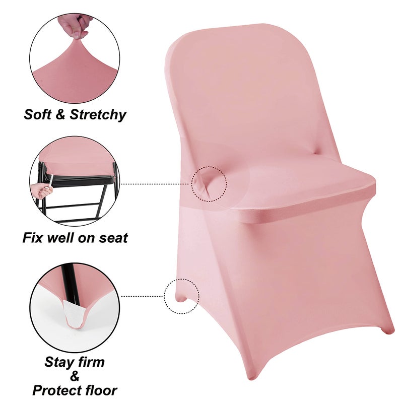 Ascoza Ascoza 6 Pack Dusty Pink Spandex Folding Chair Covers in Stretch Washable Fabric for Wedding  Party Holidays Celebration and Other Special Events - Image 4