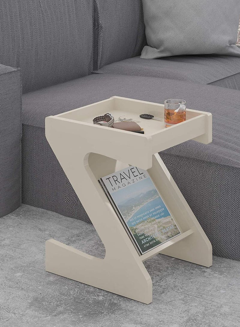 إي وورلد طاولة قهوة جانبية حديثة على شكل حرف Z لغرفة المعيشة مع مساحة تخزين واسعة - Image 2