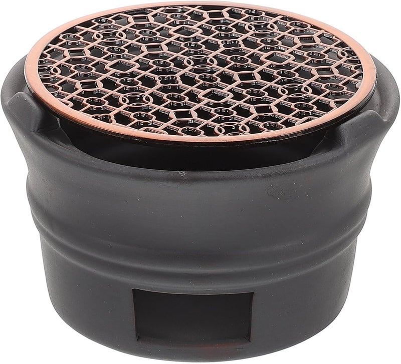 Garneck Japanese Pottery Tea Warmer Base with Tealight Candle Holder, Decorative Tea Warmers for Teapots and Coffee, Black Ceramic Heating Stove with Copper Mat for Home Kitchen Use - Image 1