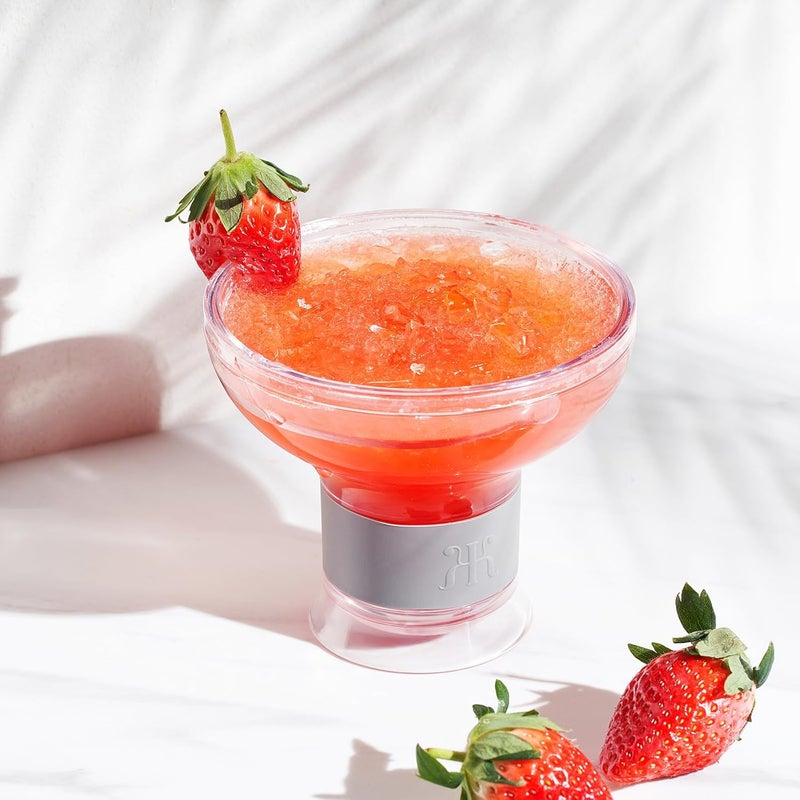 Khen Frozen Margarita & Cocktail Chiller Glasses | Set of 2 | 12 OZ Unbreakable Tritan Acrylic, Double Wall Plastic Insulated Glass to Keep Your Drink Cool with Freeze Gel Glass, SiliconeHolder (12 OZ) - Image 4