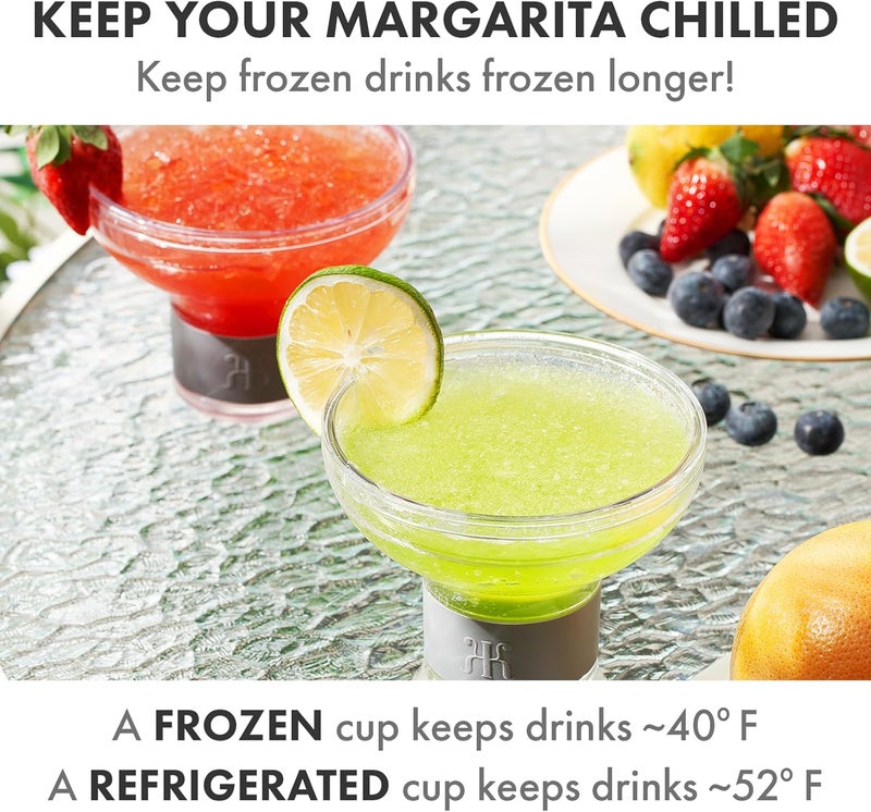 Khen Frozen Margarita & Cocktail Chiller Glasses | Set of 2 | 12 OZ Unbreakable Tritan Acrylic, Double Wall Plastic Insulated Glass to Keep Your Drink Cool with Freeze Gel Glass, SiliconeHolder (12 OZ) - Image 2