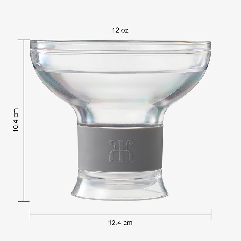 Khen Frozen Margarita & Cocktail Chiller Glasses | Set of 2 | 12 OZ Unbreakable Tritan Acrylic, Double Wall Plastic Insulated Glass to Keep Your Drink Cool with Freeze Gel Glass, SiliconeHolder (12 OZ) - Image 5